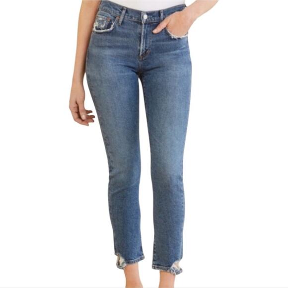 Agolde Toni Mid Rise Straight Distressed Ankle Landmark Jeans Size 26 New! - Picture 2 of 16